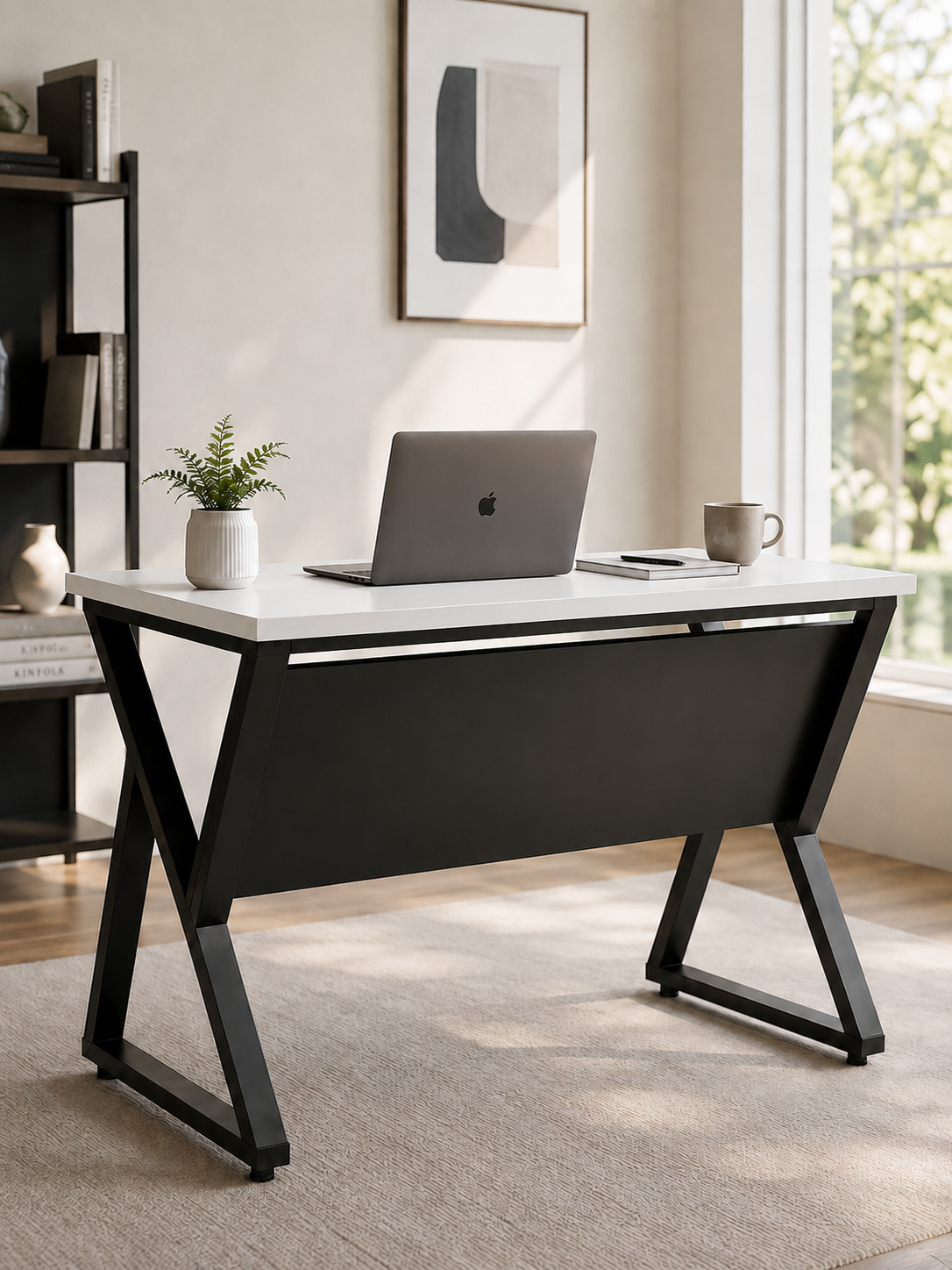 Metal X-Frame Executive Desk