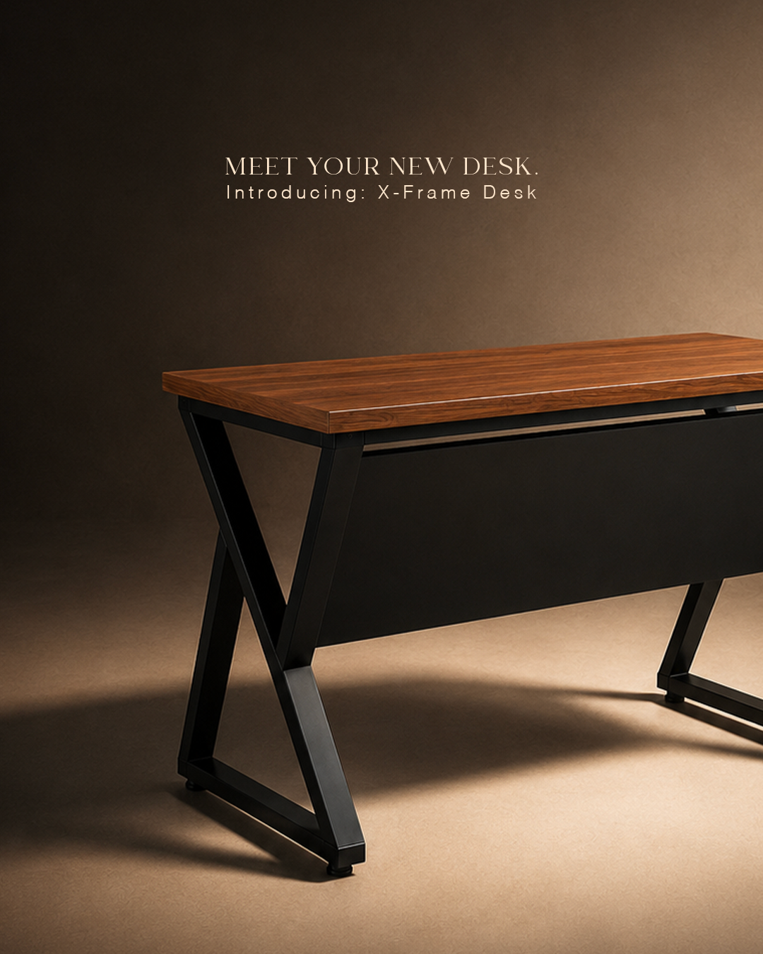 Metal X-Frame Executive Desk