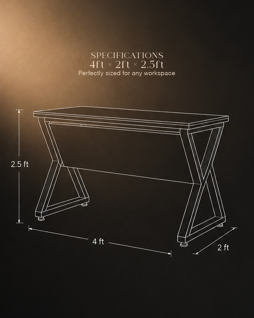Metal X-Frame Executive Desk