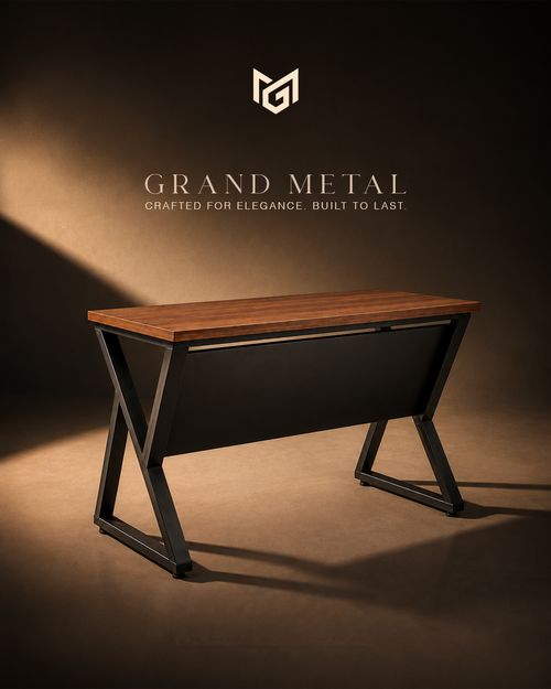Metal X-Frame Executive Desk